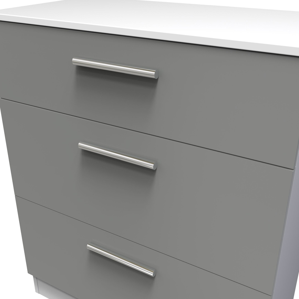 Crowndale Contrast 3 Drawer Dusk Grey and White Deep Chest of Drawers Ready Assembled Image 5