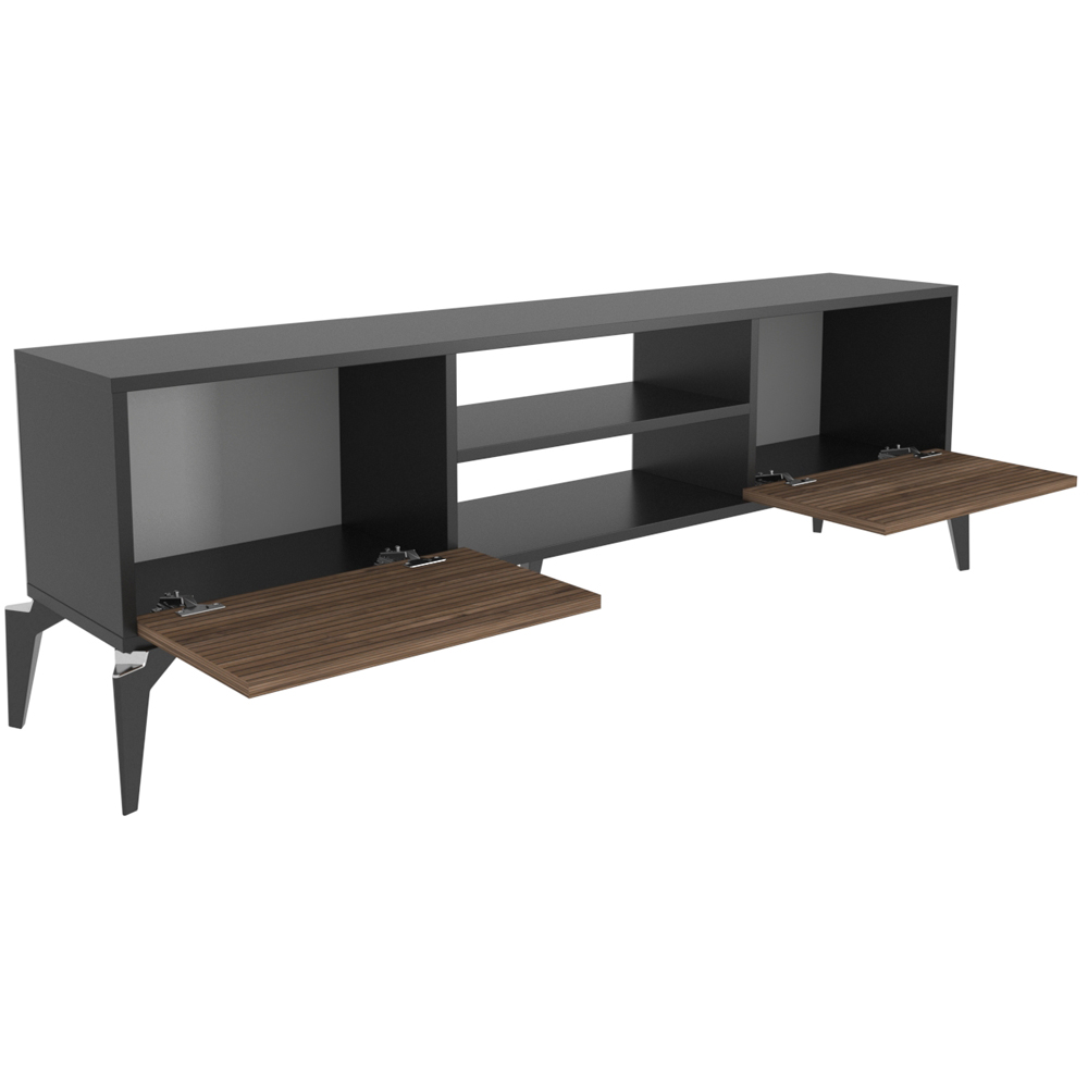 Decorotika Lojo 2 Door 2 Shelf Black Alina TV Stand for 71 inch TV Image 3