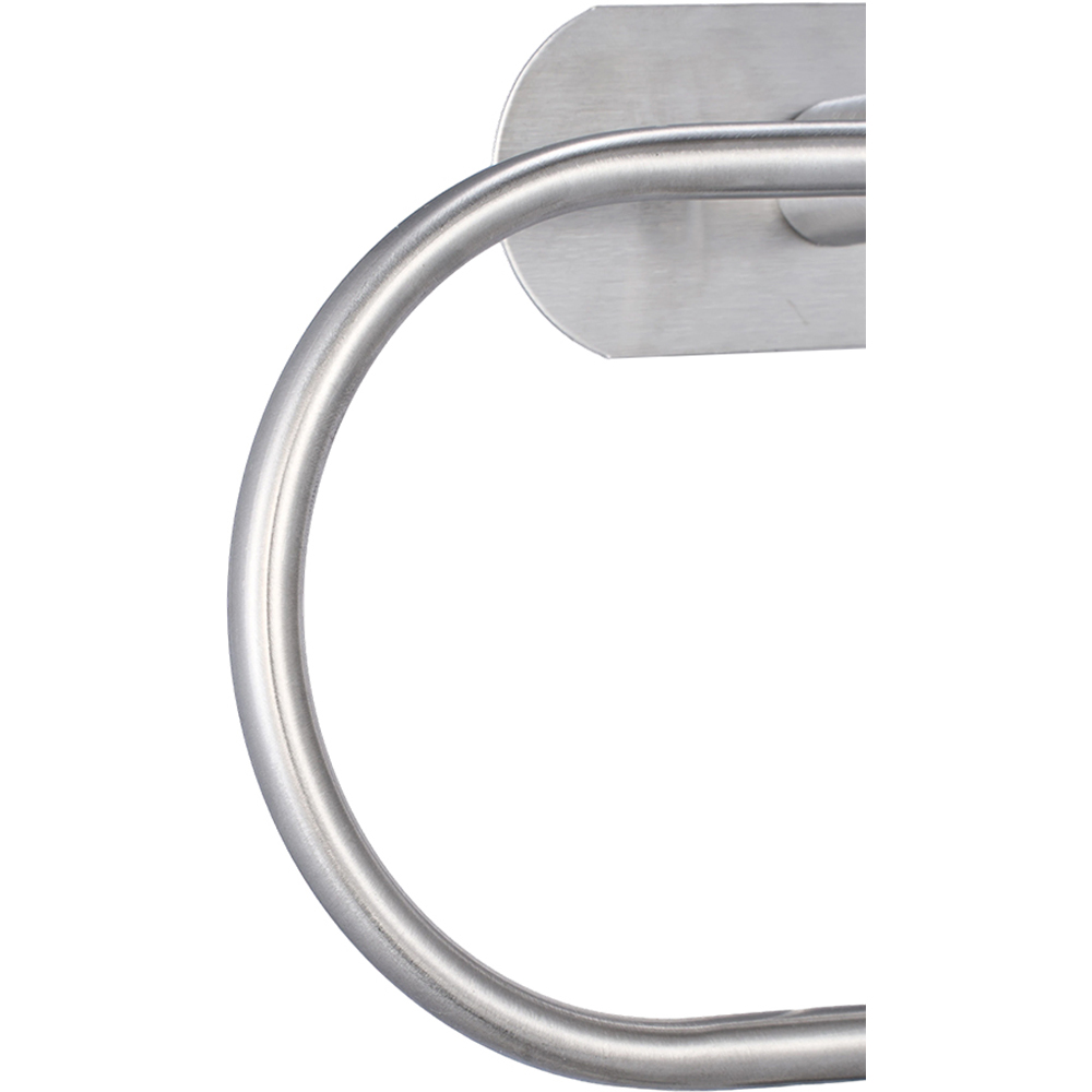 Living and Home Silver Self-Adhesive Stainless Steel Oval Towel Ring 20cm Image 6