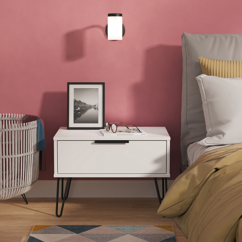 Crowndale Hong Kong Single Drawer Matt White Wide Side Table Ready Assembled Image 6