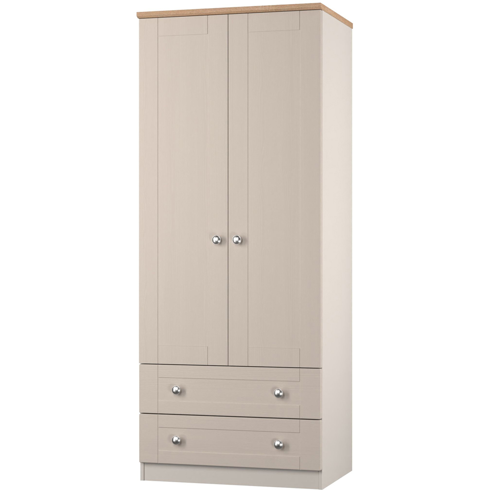 Crowndale Sussex 2 Door 2 Drawer Kashmir Ash and Bardolino Oak Tall Wardrobe Ready Assembled Image 3