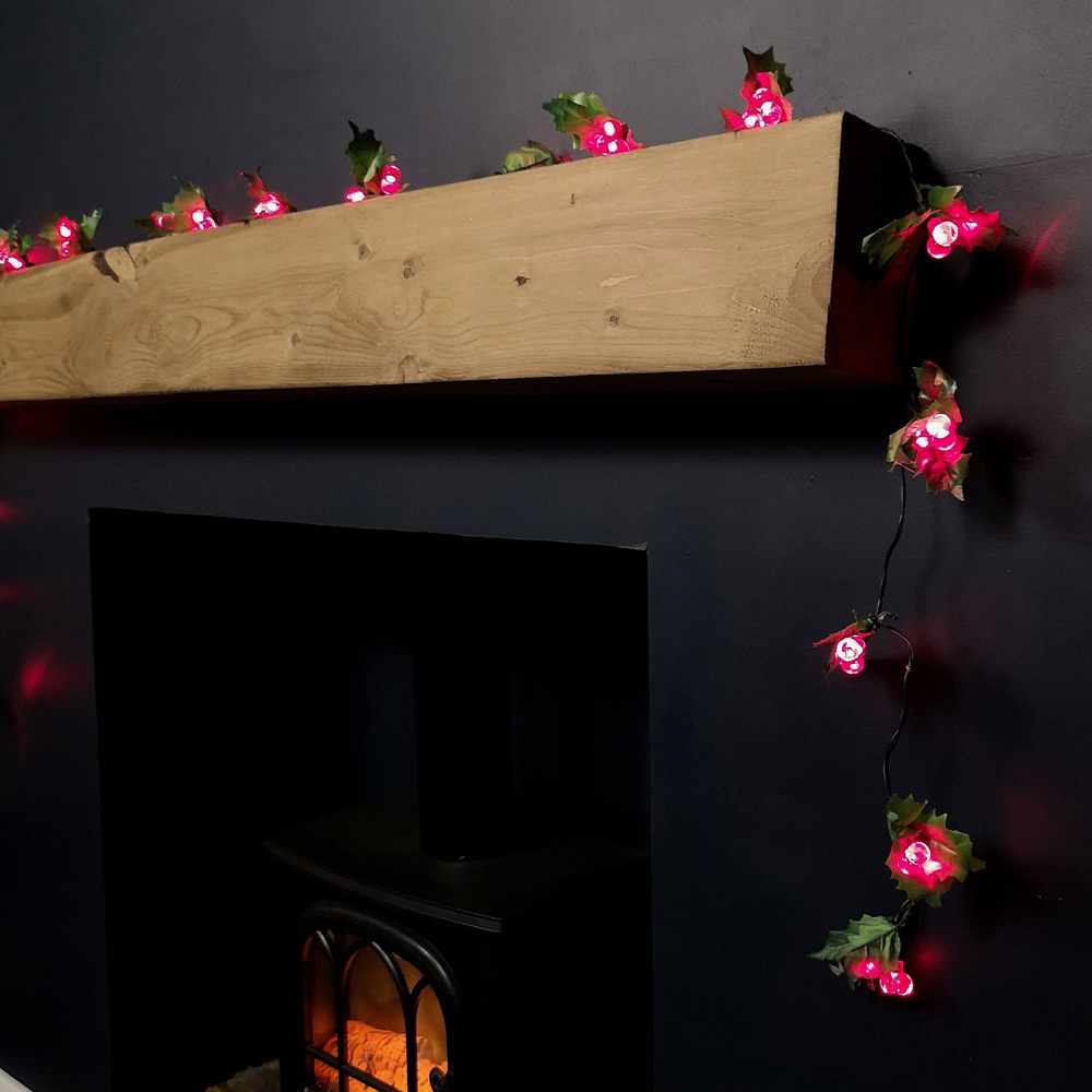 Samuel Alexander 40 Red LED Light Up Holly Christmas Garland with Red Berries 280cm Image 9