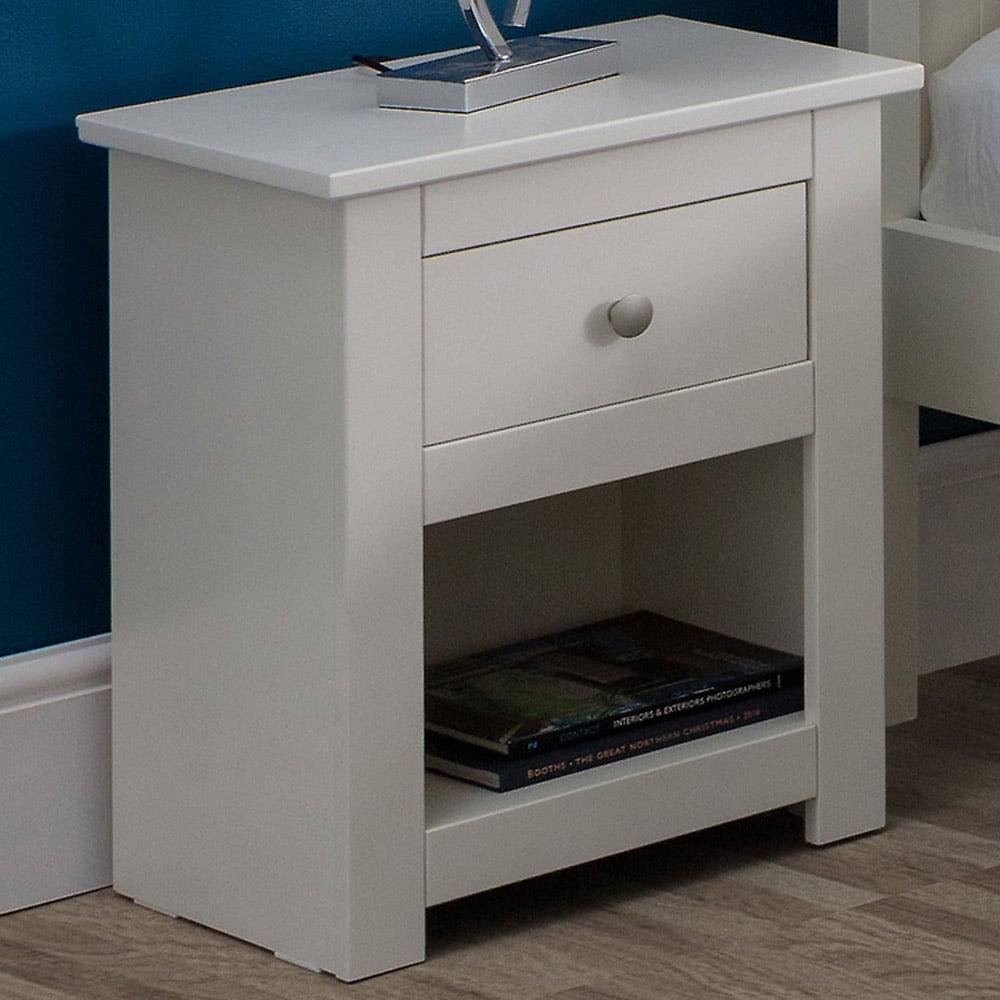 Julian Bowen Radley Single Drawer Surf White Bedside Table Image 1