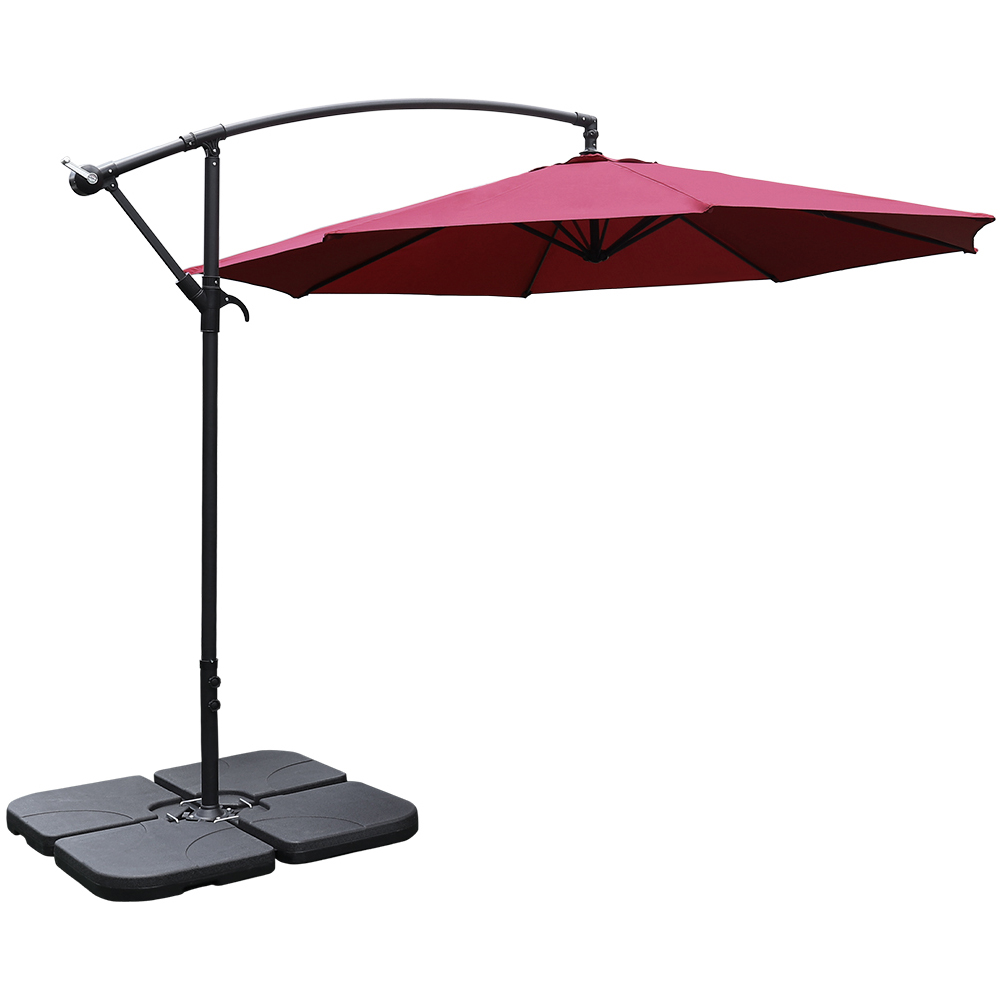 Living and Home Red Cantilever Parasol with Square Base 3m Image 1