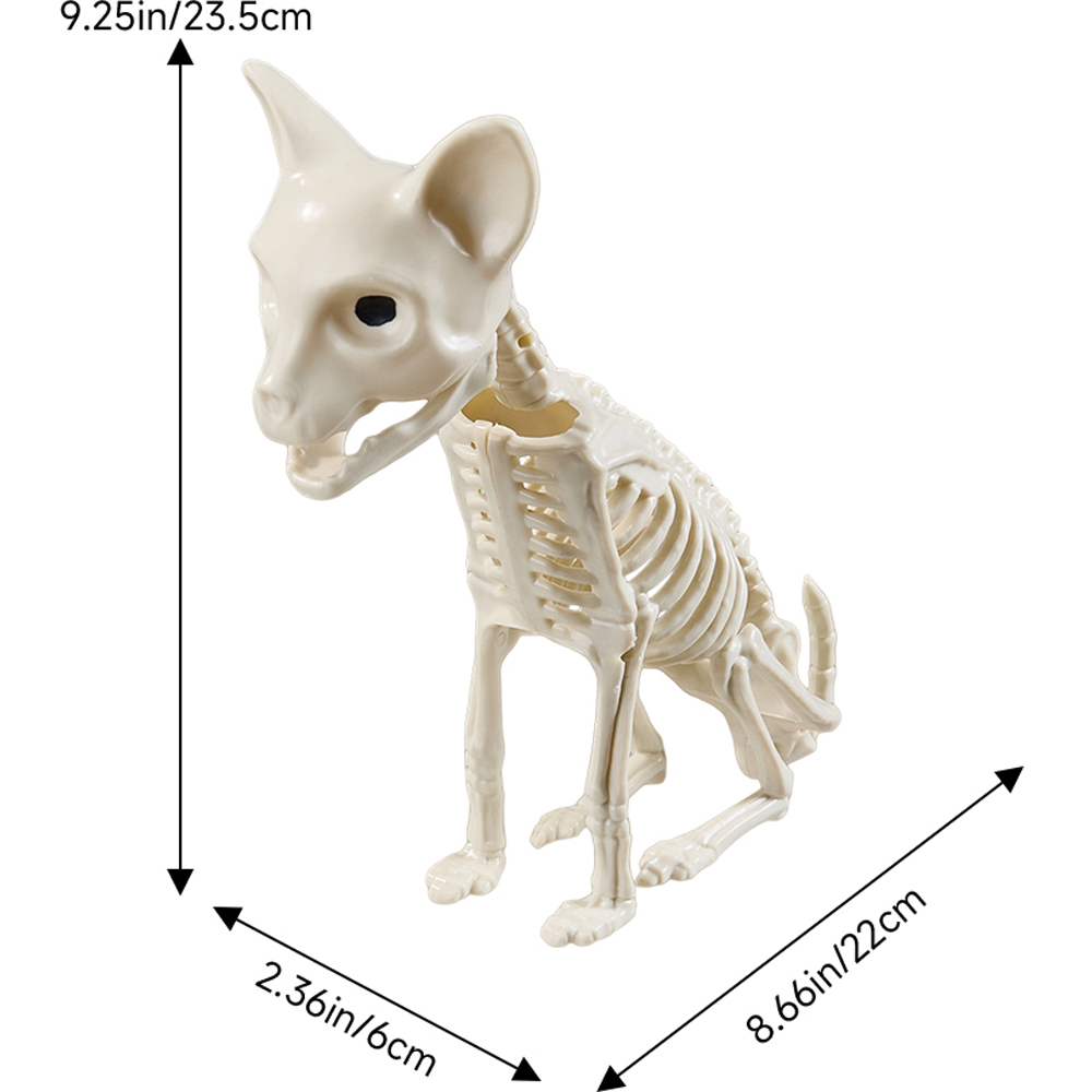 Living and Home Cream White Spooky Cat Skeleton Bone Statue Halloween Figurine 23.5cm Image 6