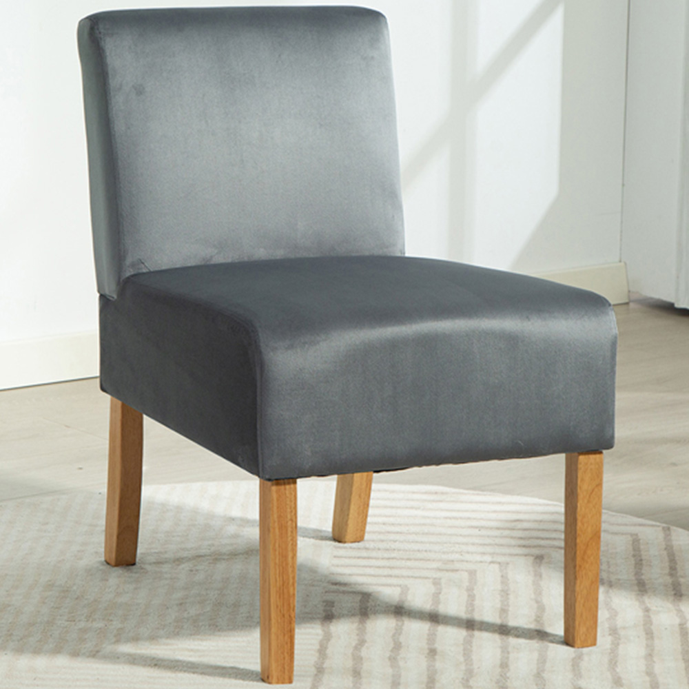 Artemis Home Corina Grey Velvet Fabric Armless Accent Chair Image 1