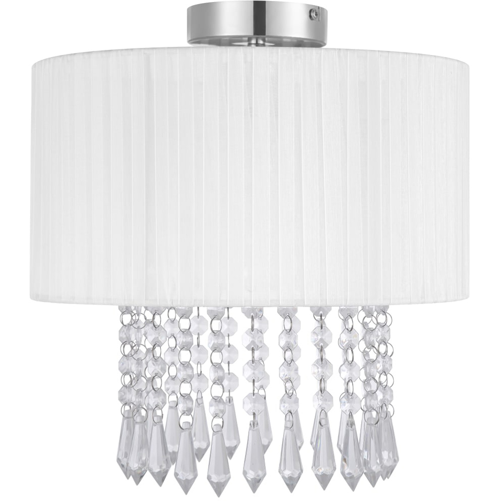 Cosylyte Winni Modern Beaded Voile Cream Shade Chrome Ceiling Light Image 1