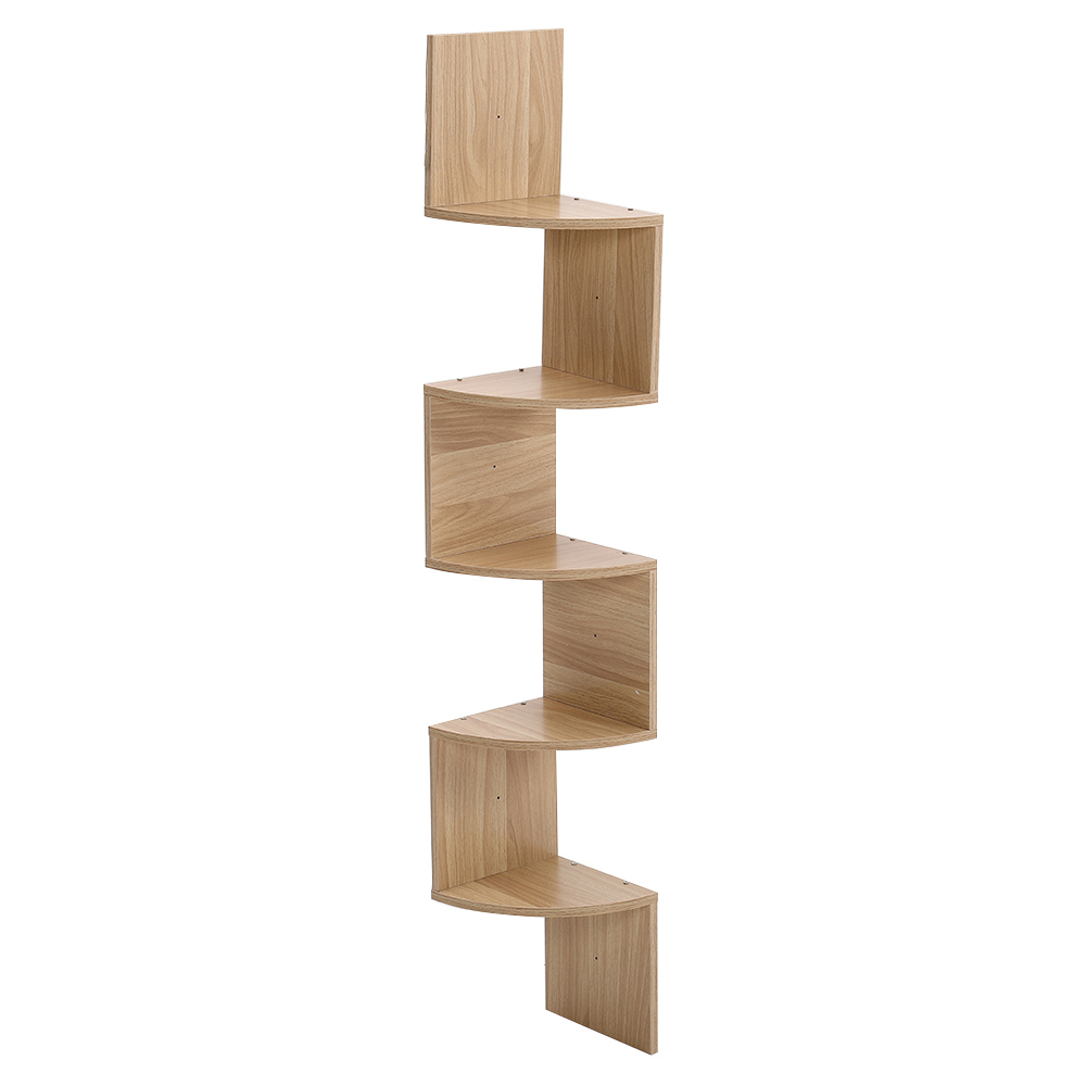 Living and Home Multi Tiered Natural Wall Corner Shelf 19.5 x 122cm Image 1