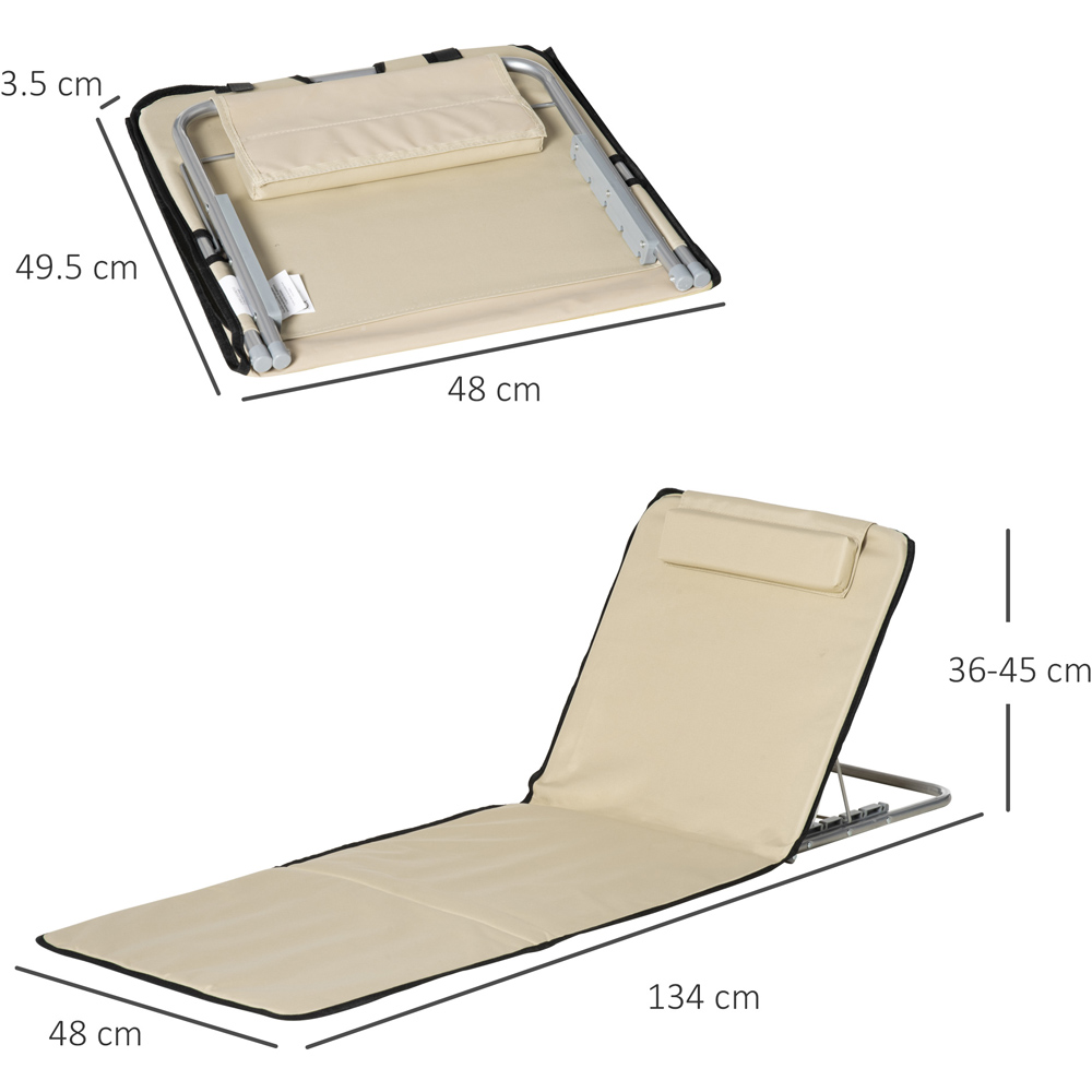 Outsunny Set of 2 Beige Adjustable Folding Sun Lounger Image 8