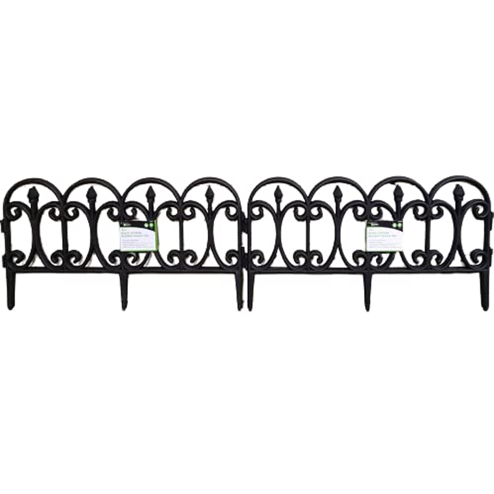 Samuel Alexander 4 Piece 2 Pack Black Ornate Garden Border Fence Edging Image 3