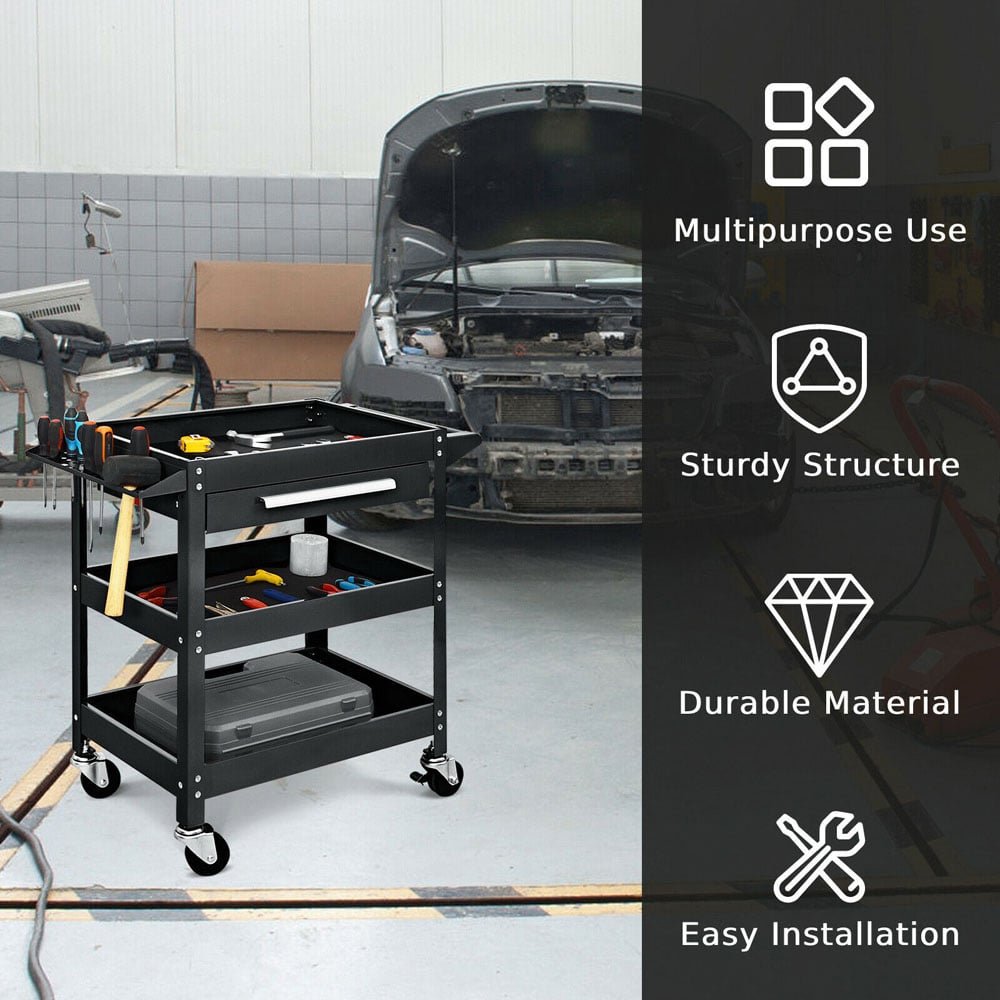 Costway 3 Shelf Rolling Utility Cart Image 4