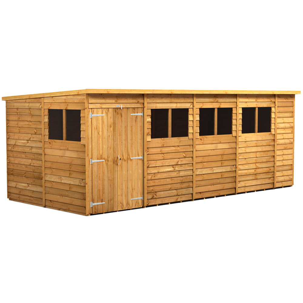 Power Sheds 18 x 8ft Double Door Overlap Pent Wooden Shed with Window Image 1