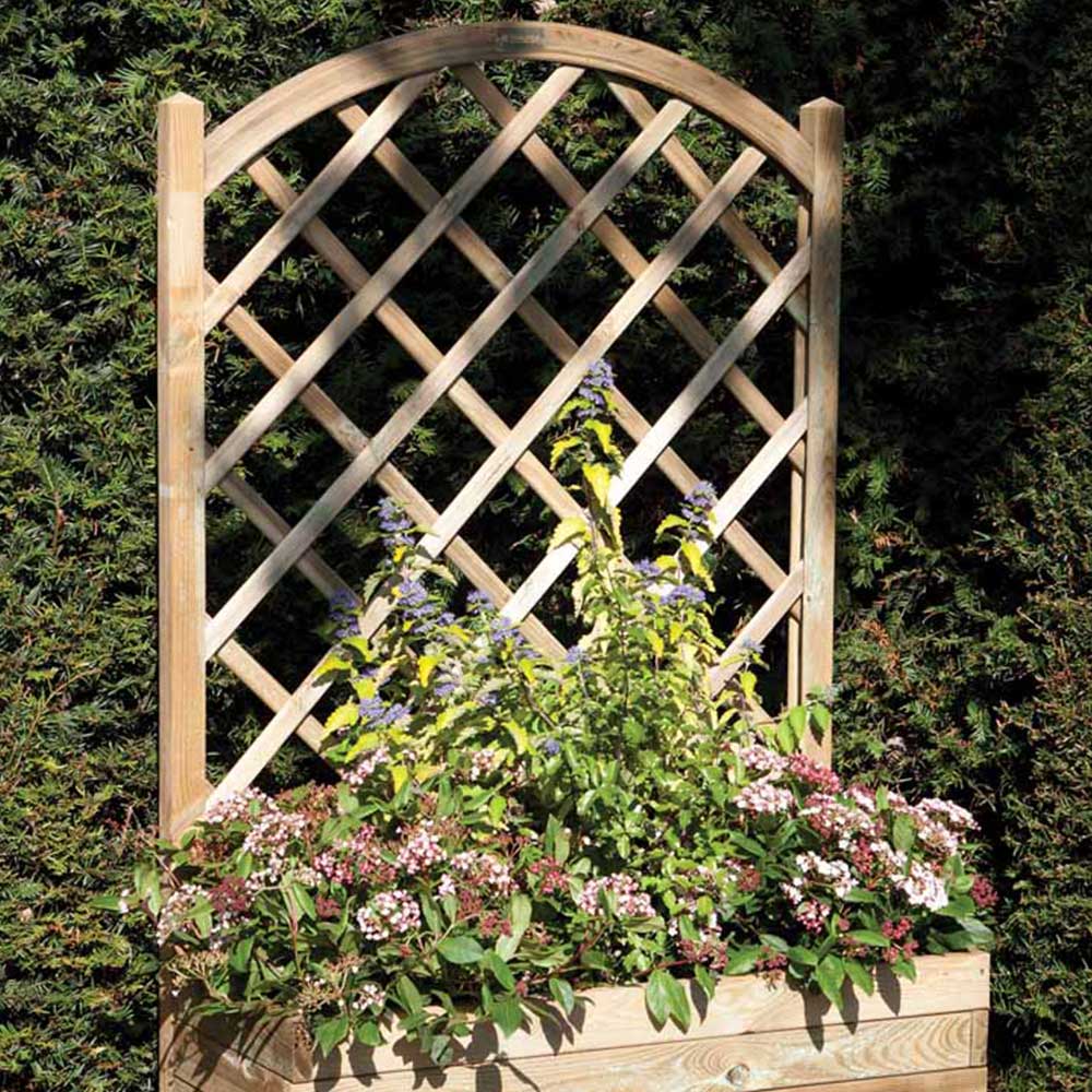 Rowlinson Wooden Outdoor Rectangular Planter with Lattice 90 x 42cm Image 2