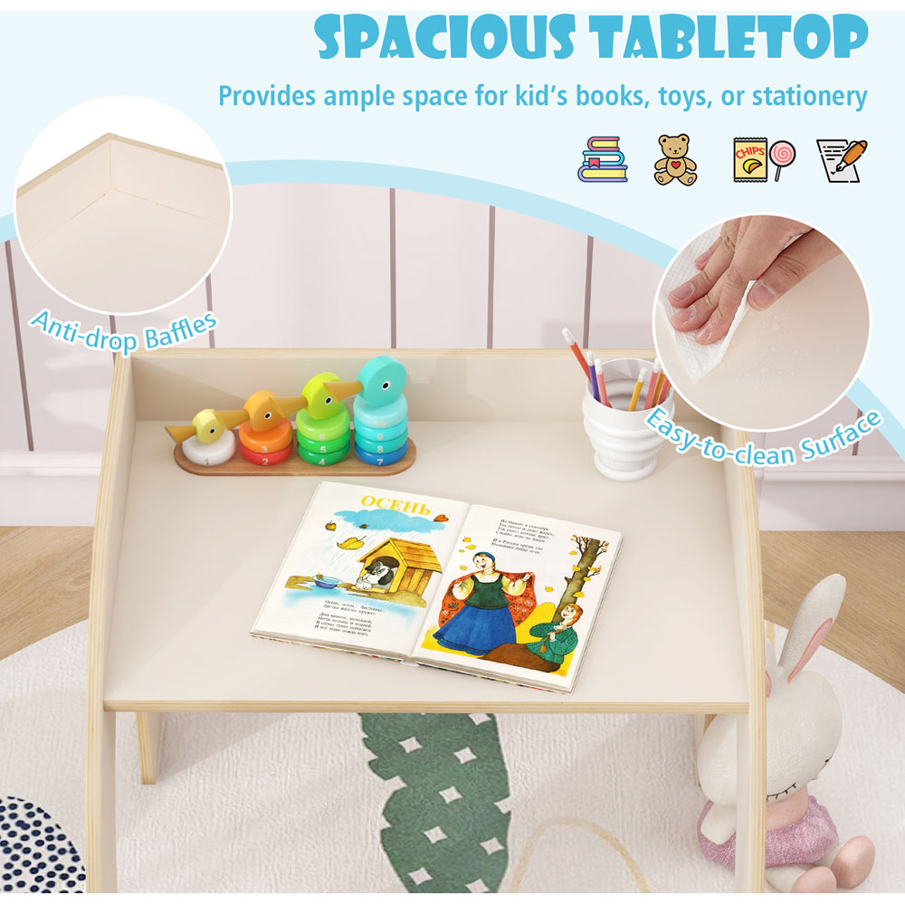 Costway White Wooded Toddler Kids Desk Set Image 8