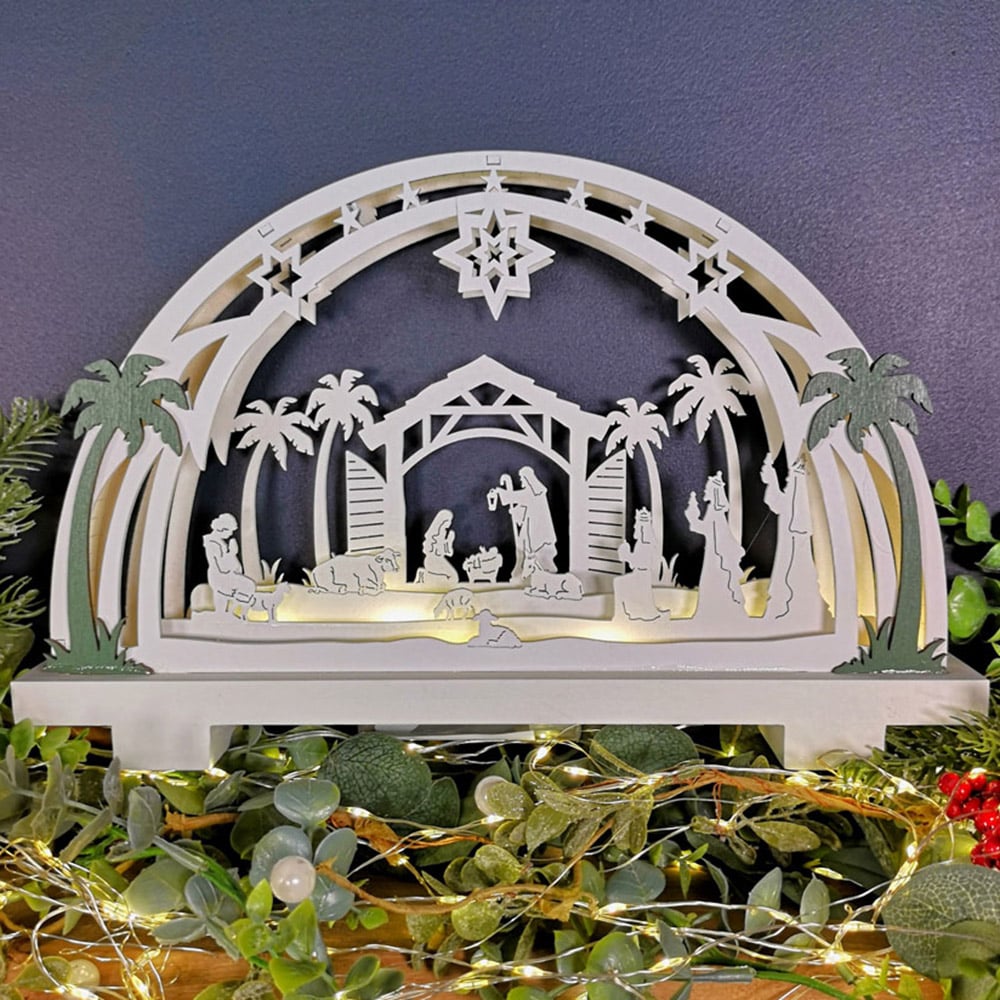 Samuel Alexander LED Wooden Arch Nativity Scene Christmas Decoration Image 2