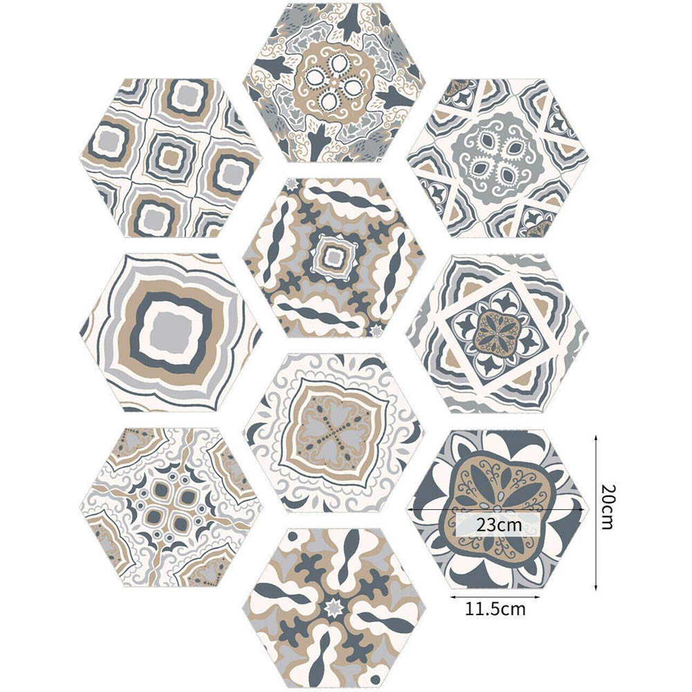 Walplus Abstract Brown Hexagon Floor Tiles Stickers 10 Pack Image 5