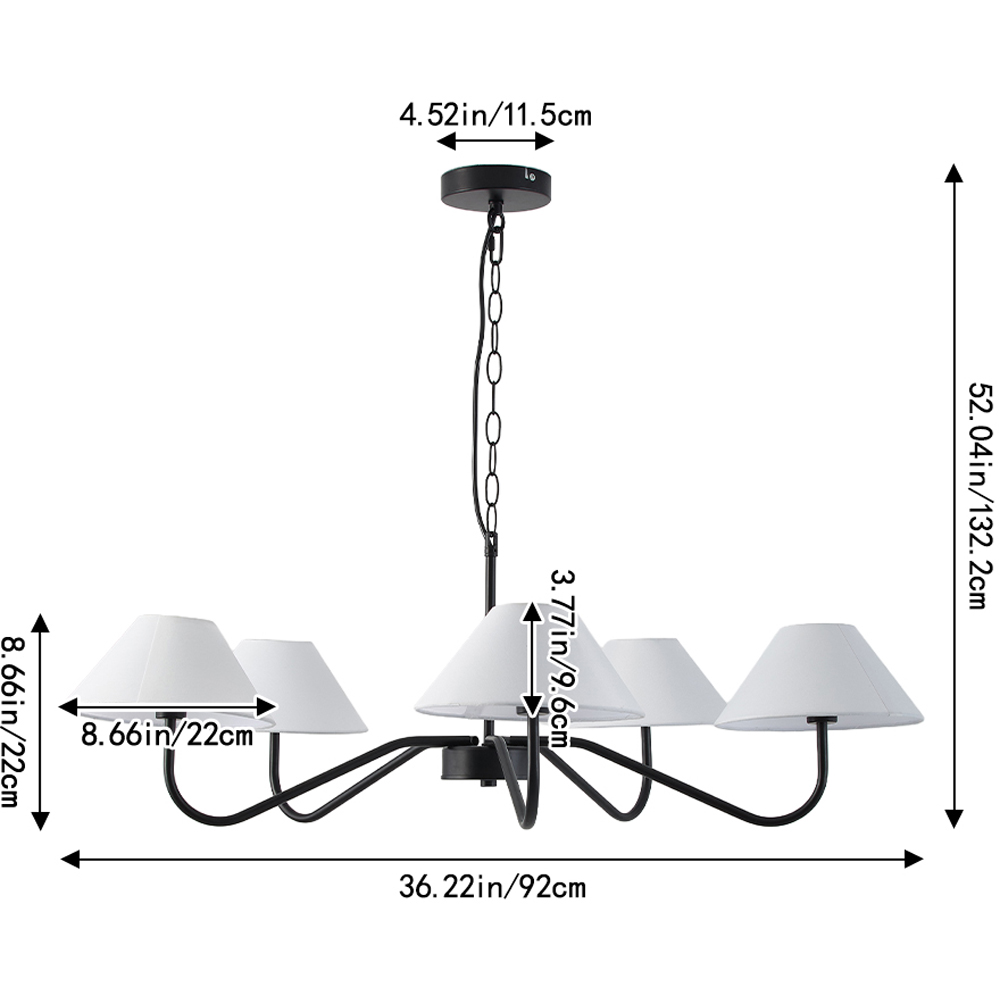 Living and Home 5 Light Modern Black Iron E14 Chandelier Image 8