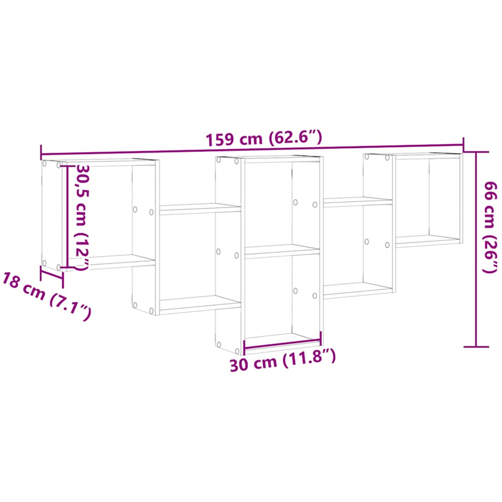 vidaXL 8 Shelf White Floating Wall Shelf Image 8