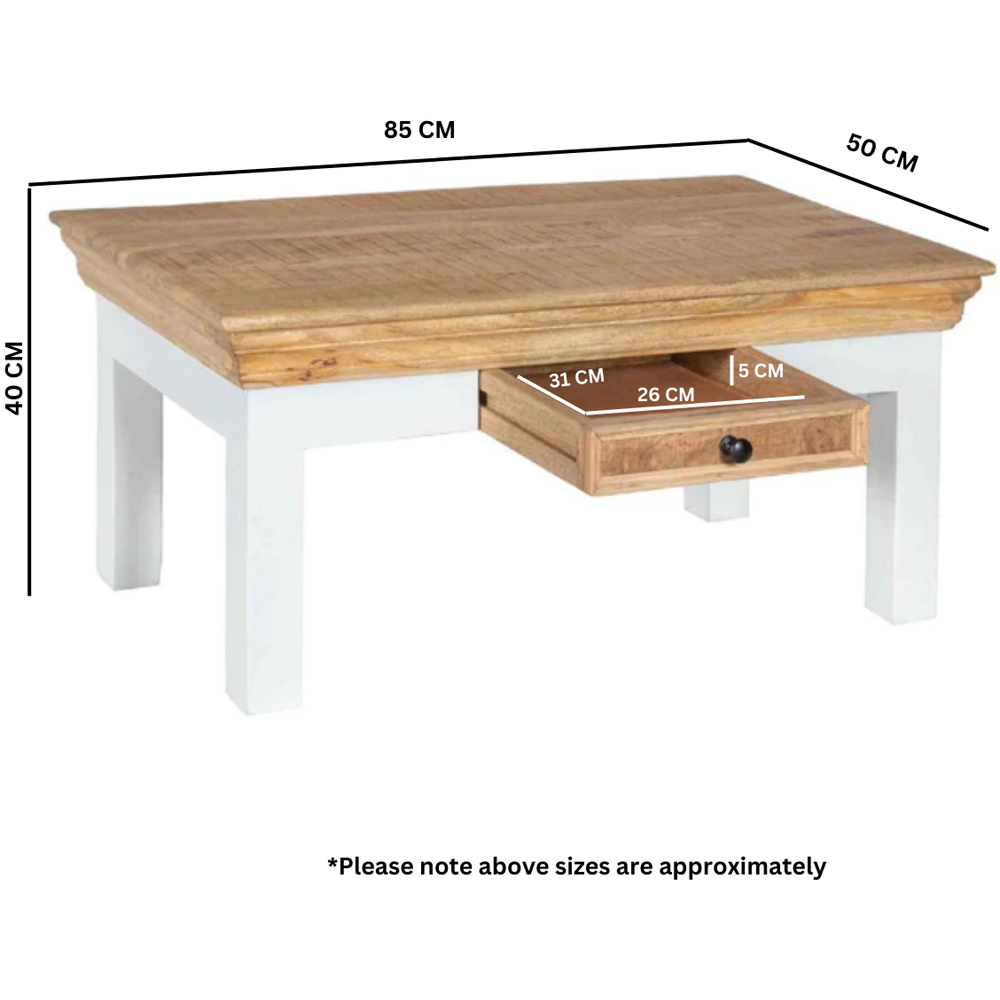 Brooklyn Alfie Single Drawer Solid Mango Wood Coffee Table Image 9
