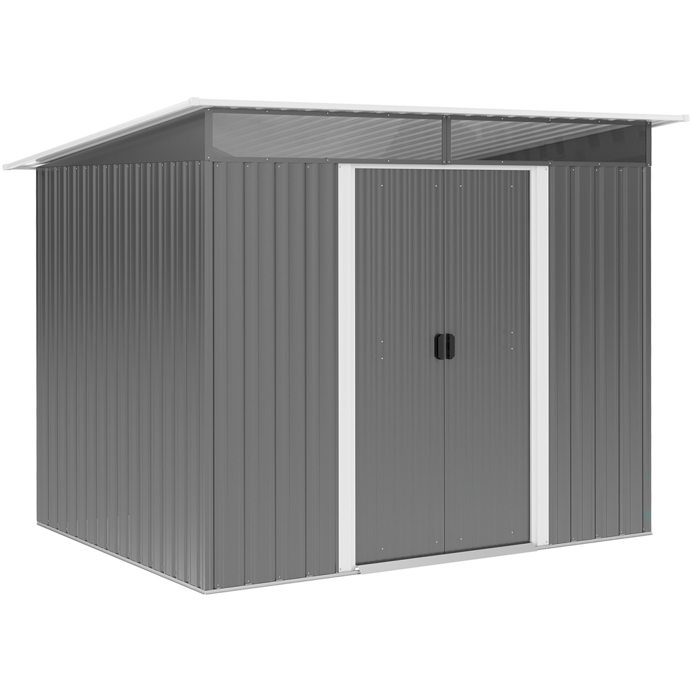 Outsunny 9 x 6ft Grey Metal Storage Shed Image 1