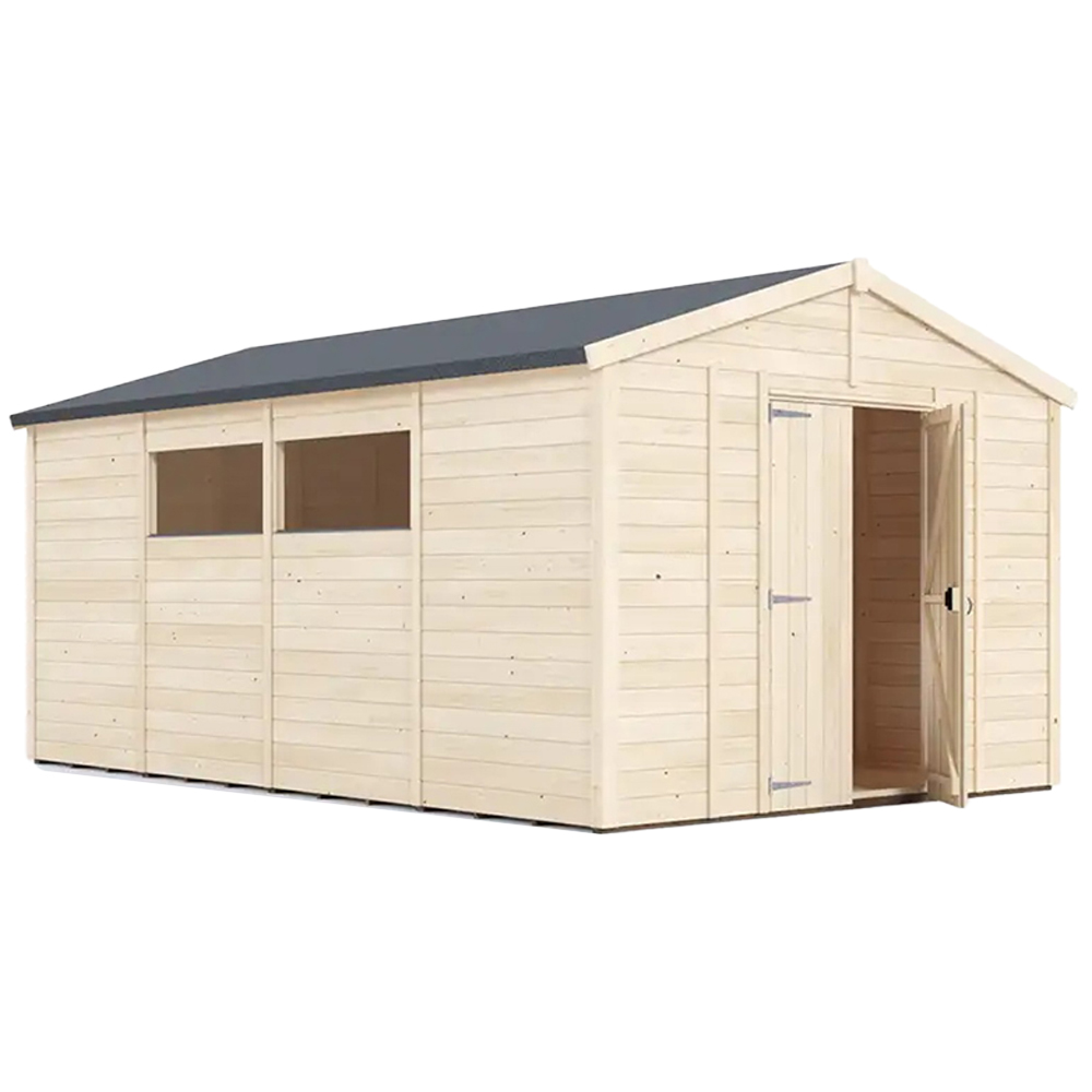 Dunster House Overlord 10 x 16ft Modular Brown Apex Garden Shed Image 1