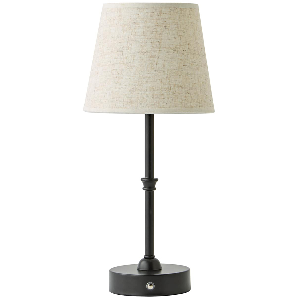 ValueLights Lowe Linen Taper Shade Black Portable Rechargeable Table Lamp with Bulb Image 1