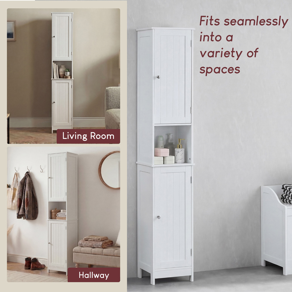 BATH VIDA Priano 2 Door White Tall Floor Cabinet Image 4