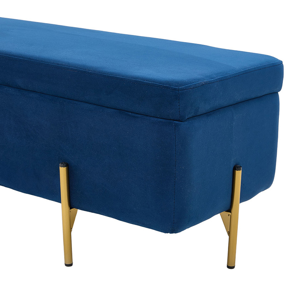 Living and Home Blue Flip Top Flannel Upholstered Storage Bench Image 5