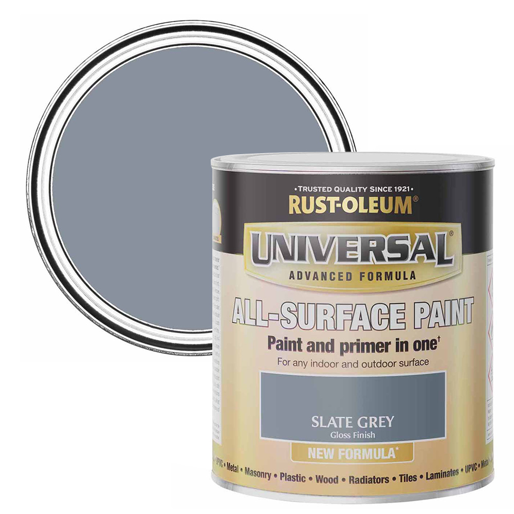 Rust-Oleum Universal Gloss Slate Grey All Surface Paint 750ml Image 1