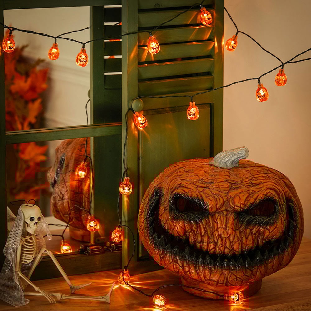 Living and Home Halloween Orange Sphere Pumpkin LED String Lights 5m Image 2