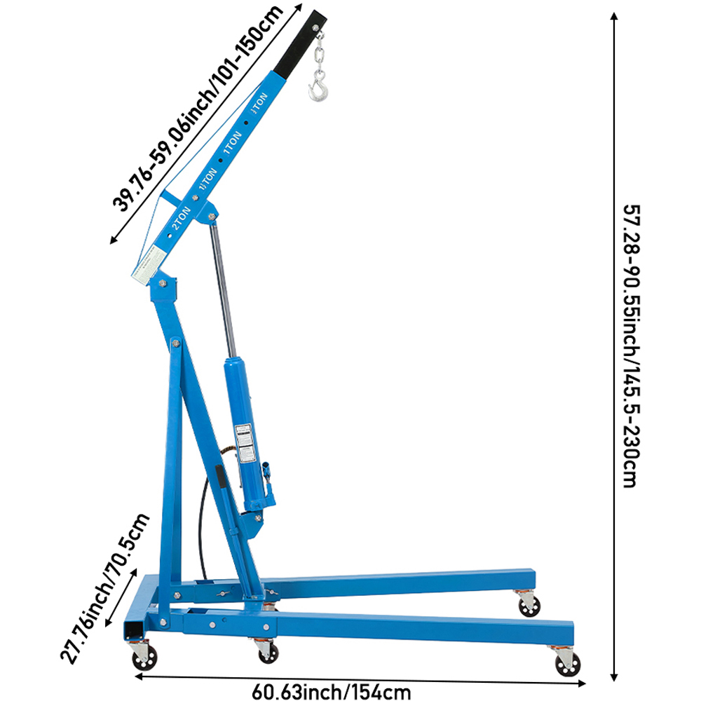 Living and Home Blue Adjustable Boom and Wheels Hydraulic and Pneumatic Engine Crane Image 8