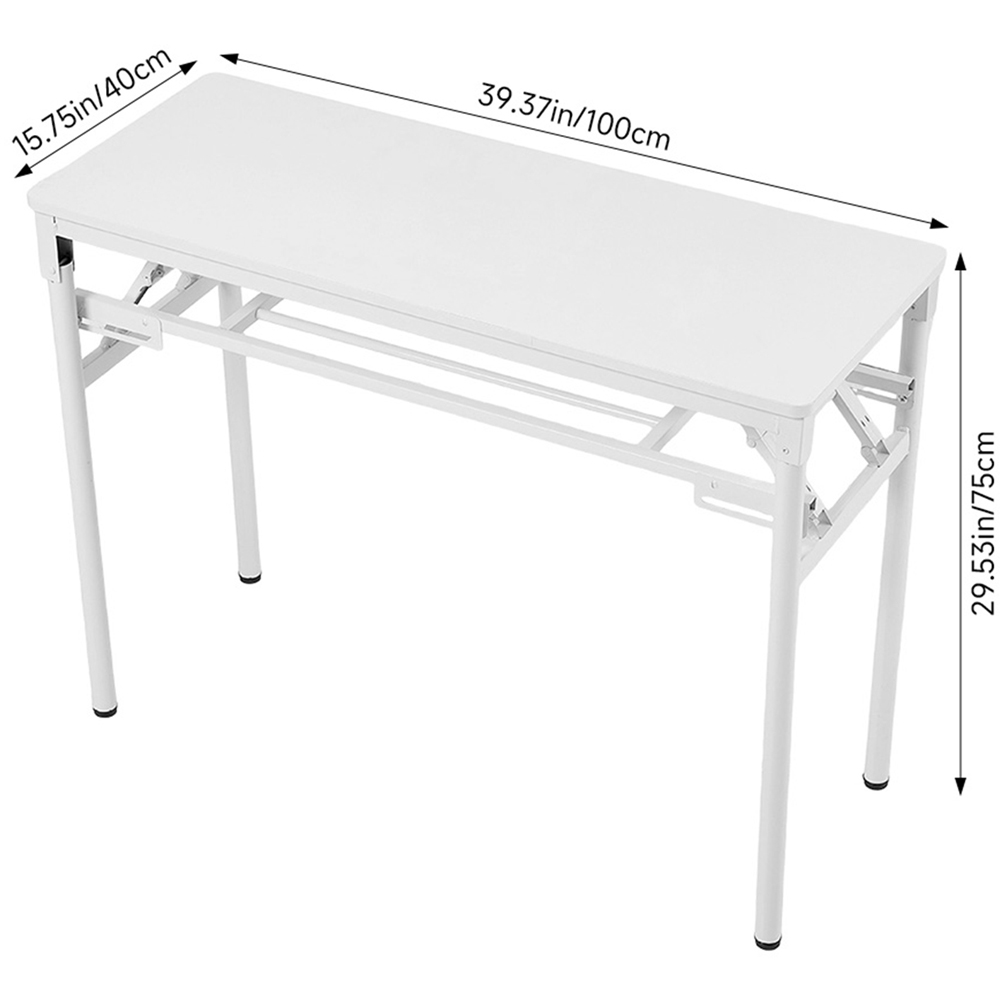 Living and Home Single Shelf Metal Frame Foldable Laptop Desk White 100cm Image 9