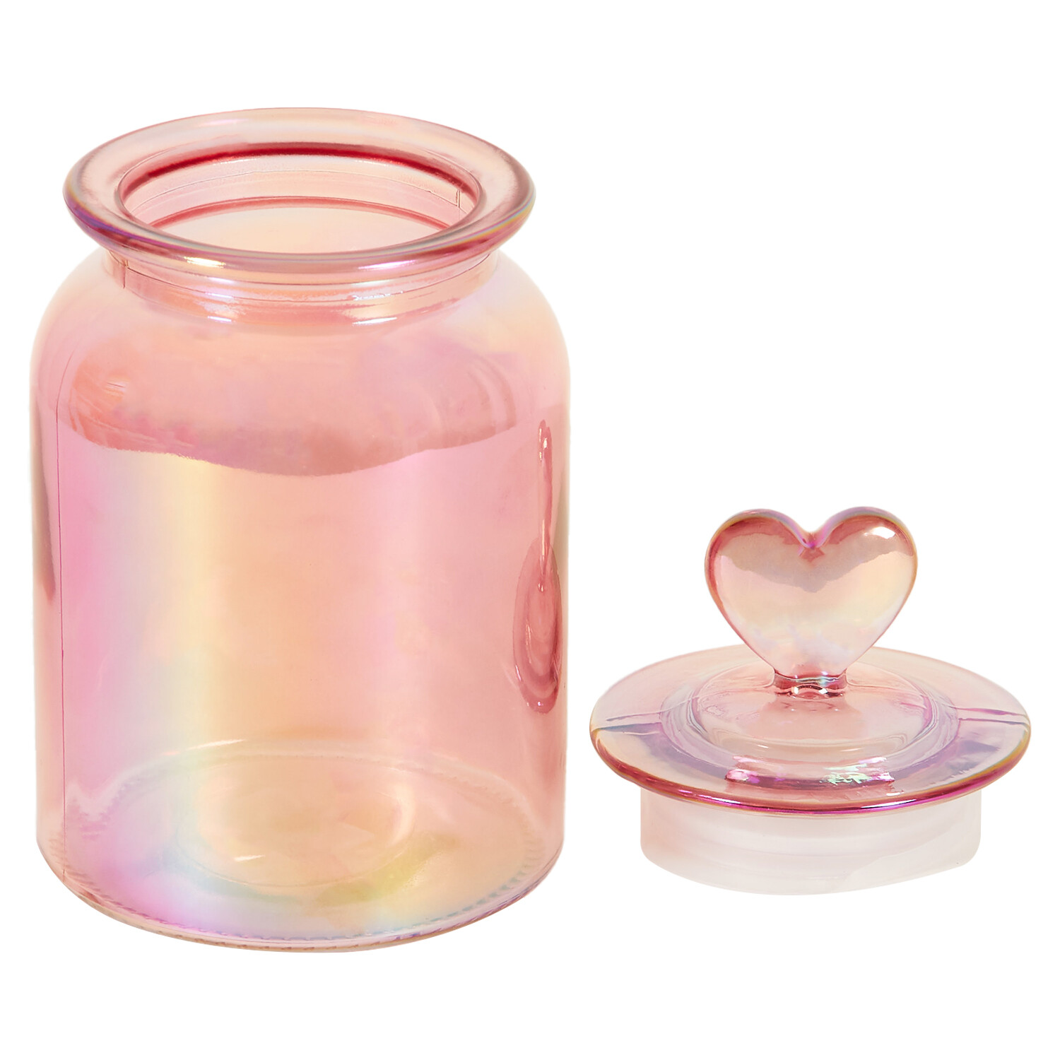 Glass Lustre Coating Heart Lid Jar - Pink / 1l Image 4