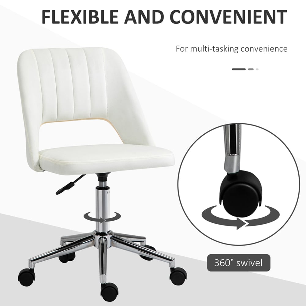 Portland Cream and White Scallop Mid-Back Swivel Office Chair Image 4