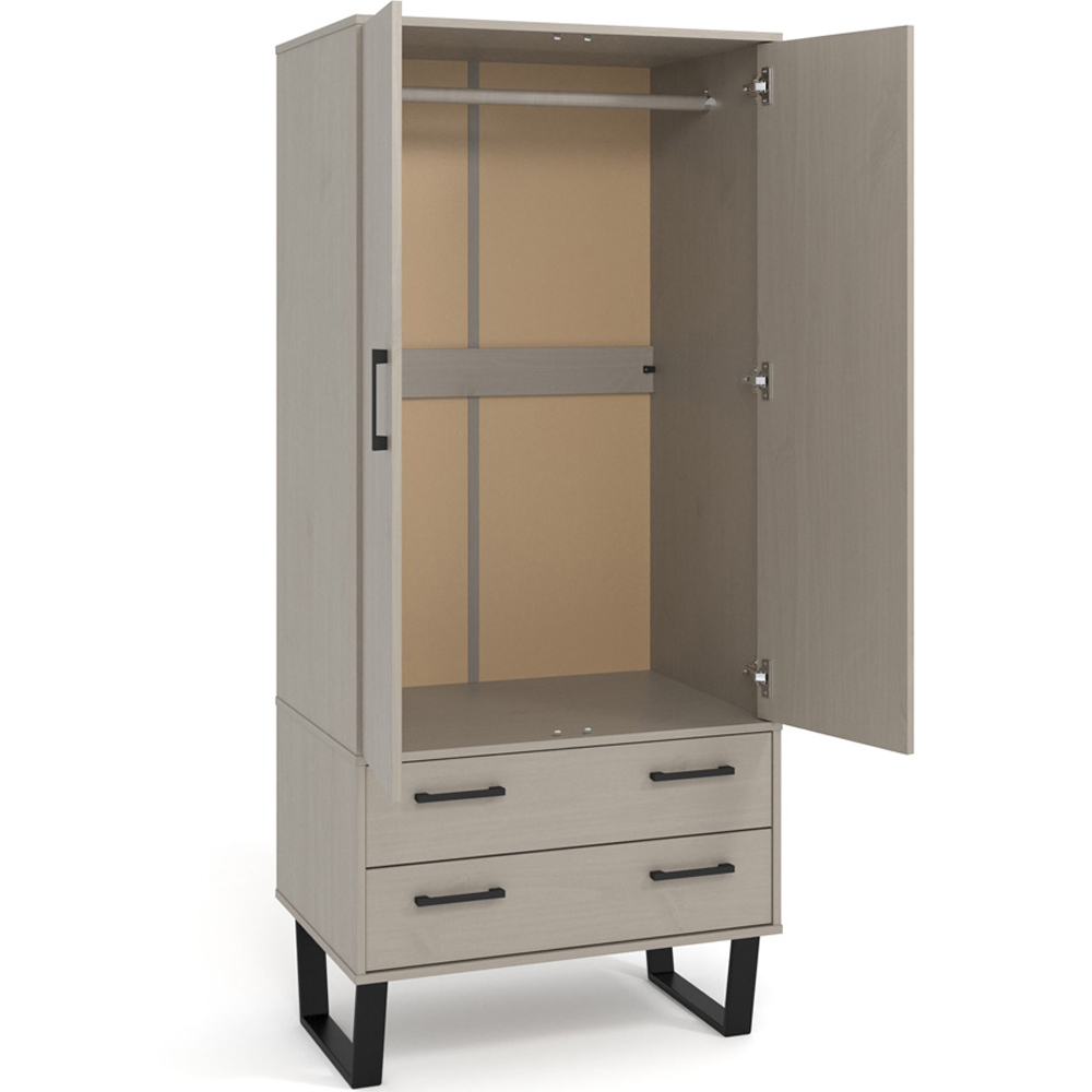 Core Products Texas 2 Door 2 Drawer Grey Waxed Pine Wardrobe Image 4