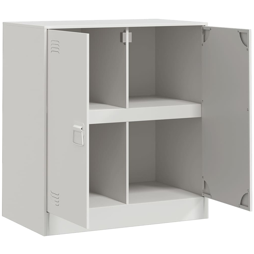 vidaXL 2 Door Steel White Sideboard Image 6