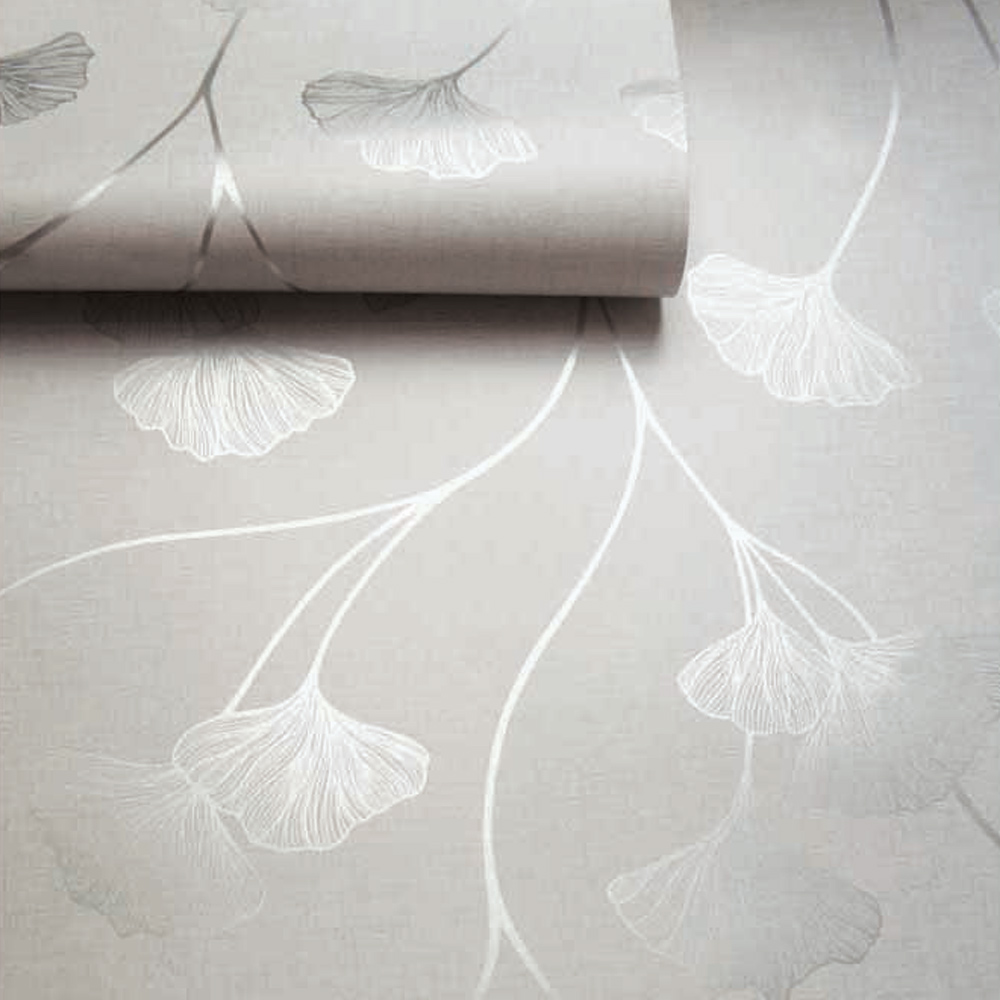 Holden Decor Glistening Ginkgo Grey Silver Wallpaper Image 2