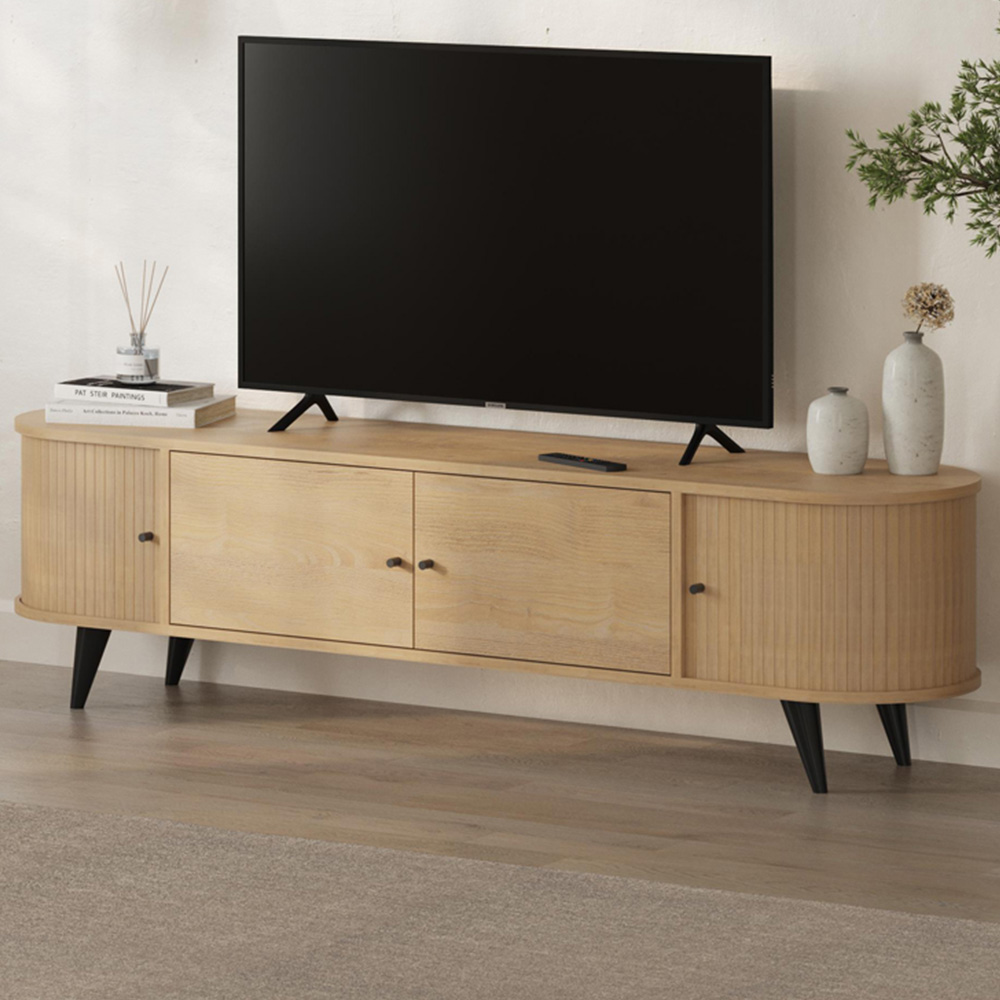 Decortie Gentle 4 Door Oak TV Stand Image 1