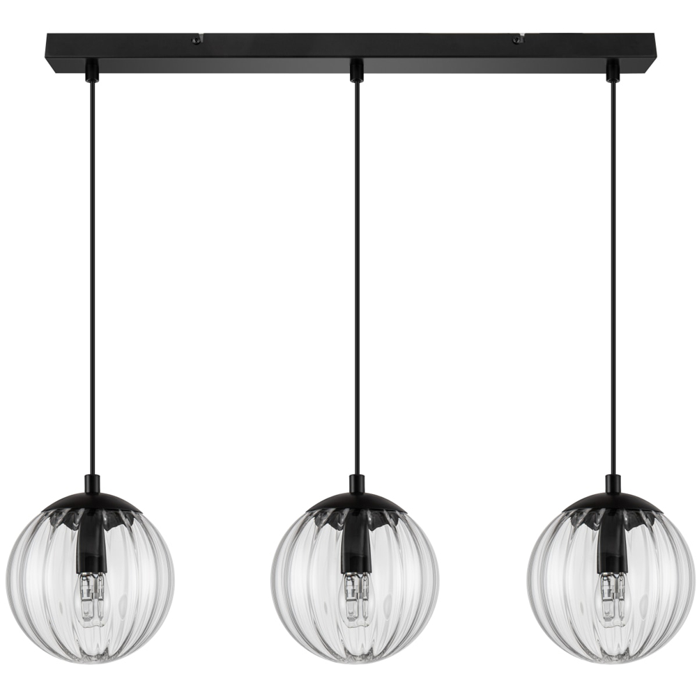Cosylyte Kingston 3 Light Clear Ribbed Glass Bar Pendant Light Image 1