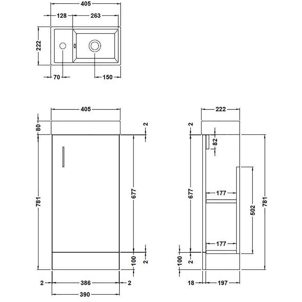 nuie Vault 400mm Gloss Grey Floor Standing Unit with WC and Tap Image 3