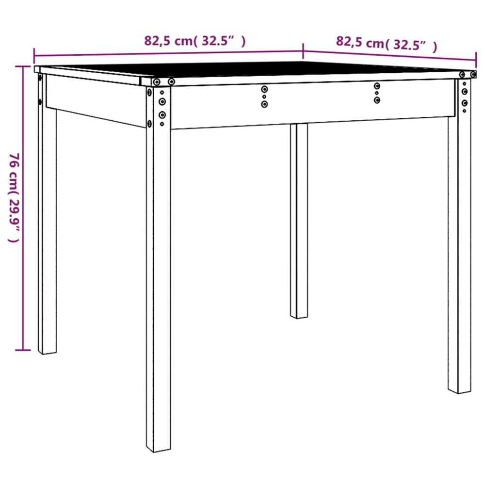 vidaXL 2 Seater Solid Pine Wood Garden Dining Table White Image 8