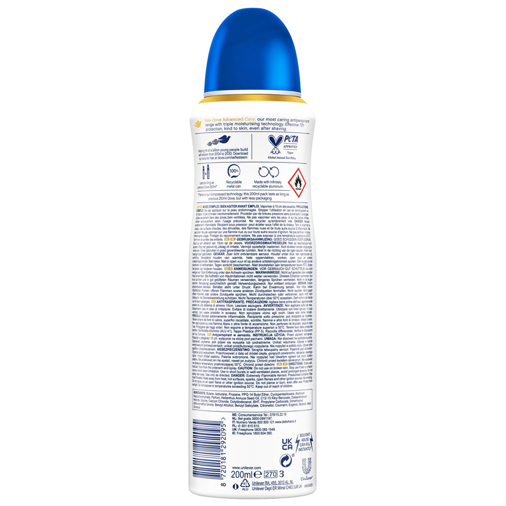Dove Advanced Care Original Antiperspirant Deodorant Spray 200ml Image 2