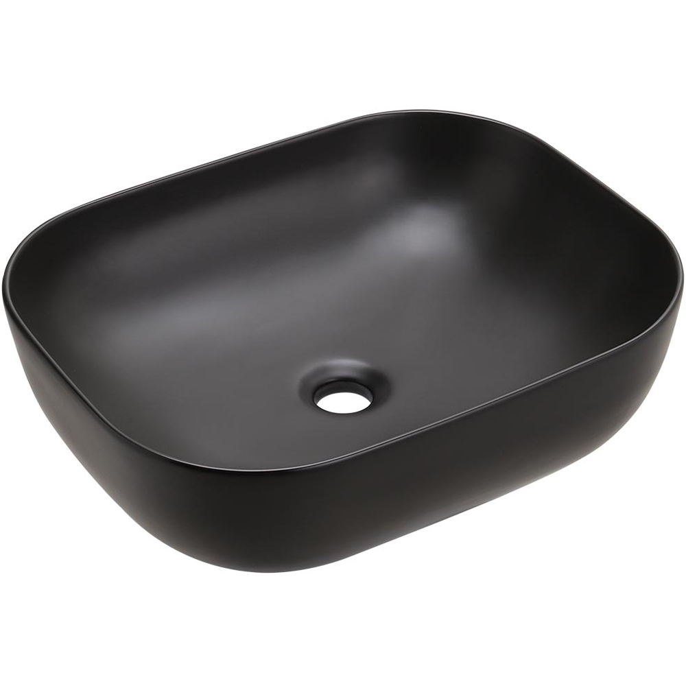 H&O Direct Black Rectangular Ceramic Countertop Sink Image 1