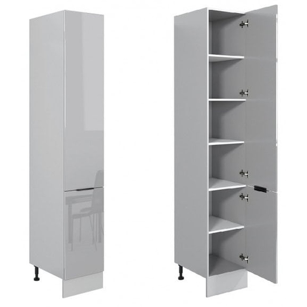 Impact Furniture Star Light Grey Gloss L Shaped Kitchen Corner Cabinet Set of 12 Image 2