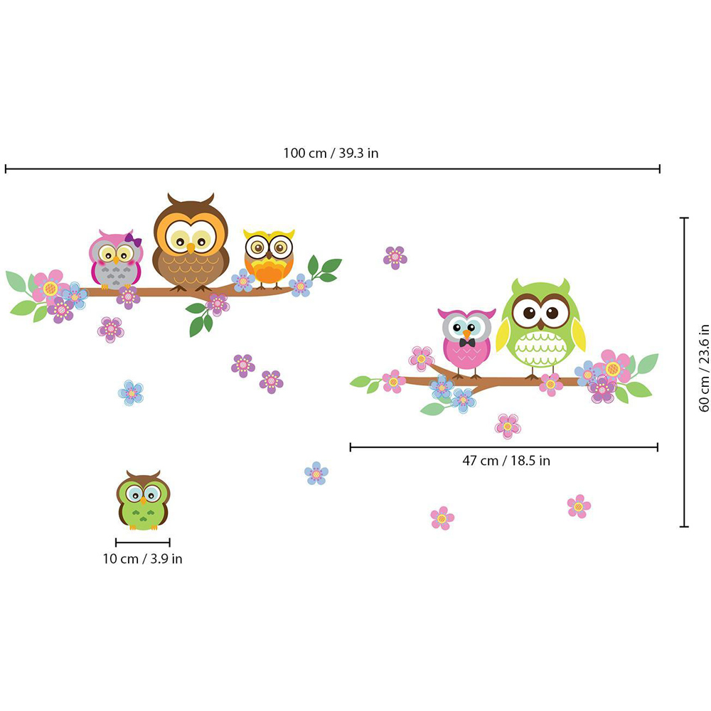Walplus Kids Owl Flower Tree Self Adhesive Wall Stickers Image 6