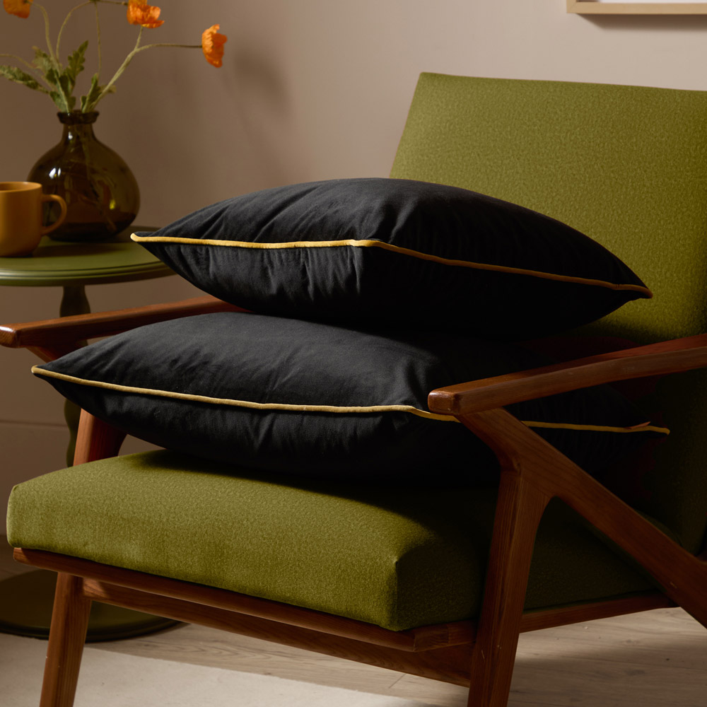 Furn Meridian Black and Gold Velvet Cushion 45 x 45cm Image 5