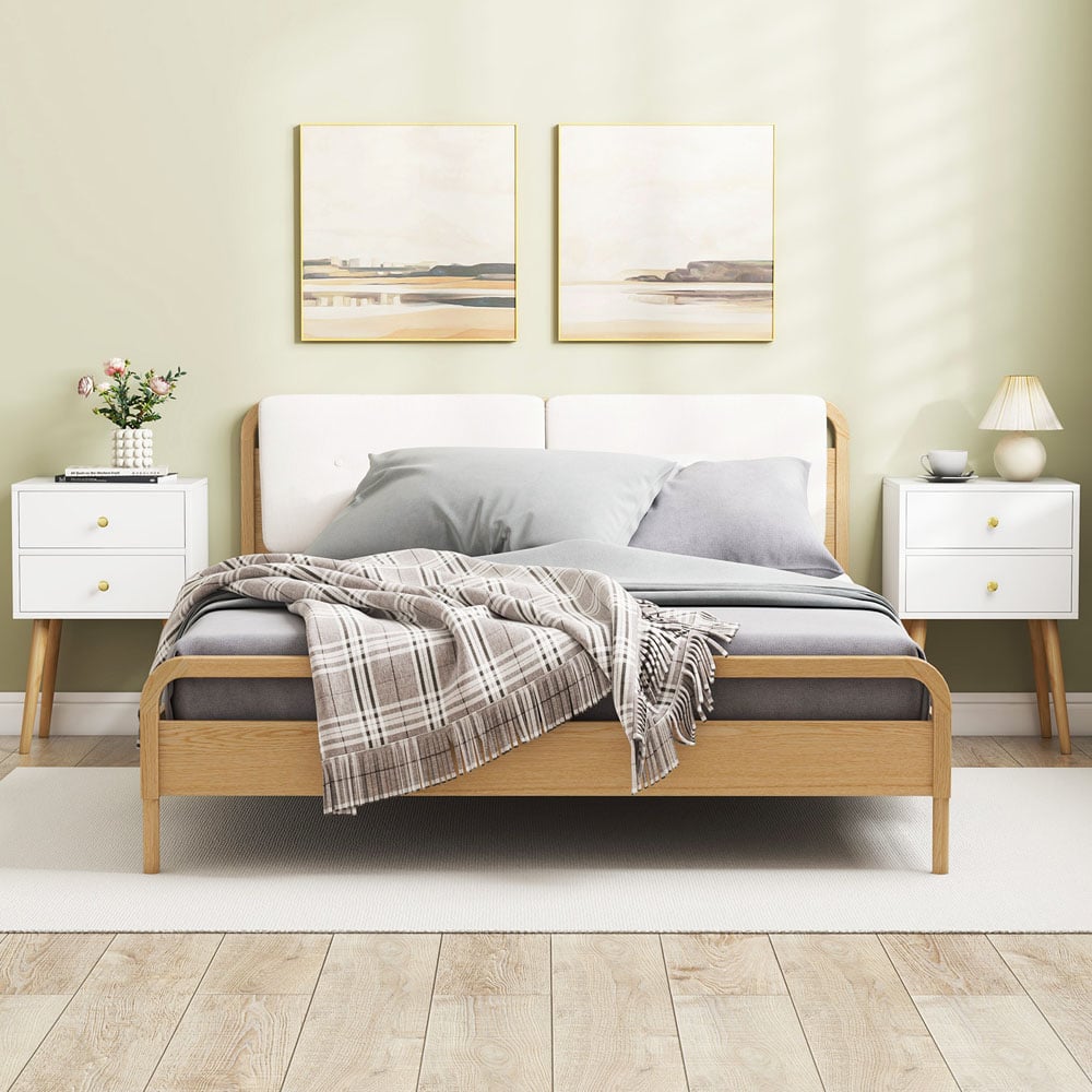 Costway 2 Drawer White Wooden Nightstand Image 5