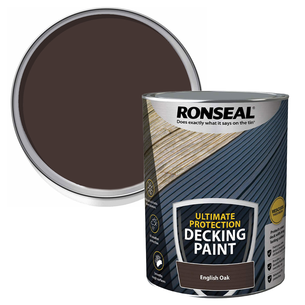 Ronseal Ultimate Protection English Oak Decking Paint 5L Image 1
