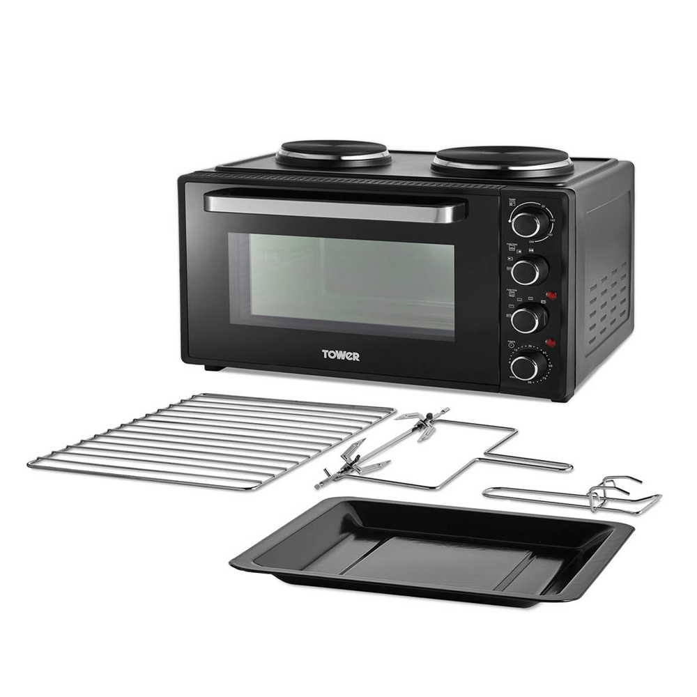 Tower T14045 Black Mini Oven with Hot Plates 42L Image 3