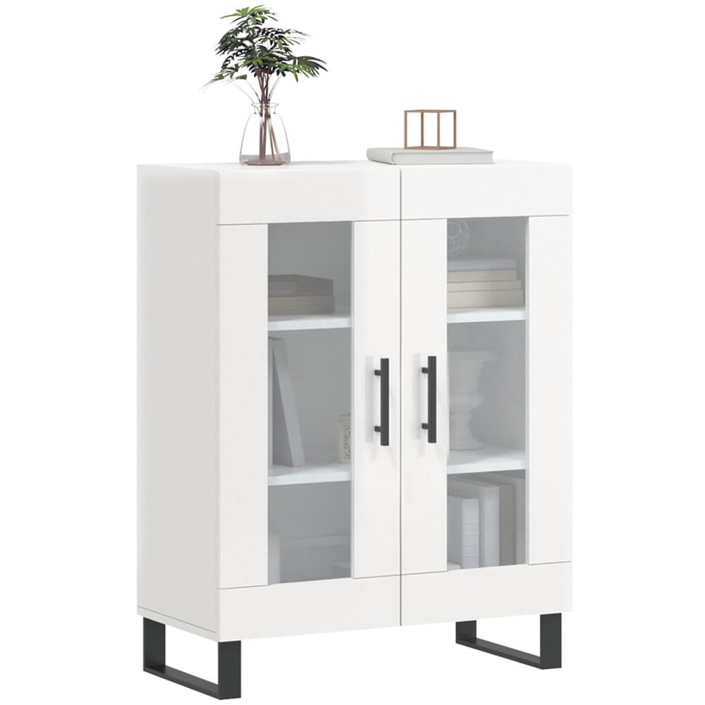 vidaXL 2 Glass Door High Gloss White Sideboard Image 3